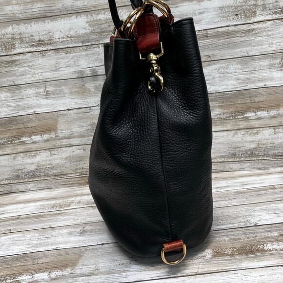 VTG Leather Bucket Purse Pattie Jarrell Black Convertible Sling Western 90s Boho - Picture 14 of 15